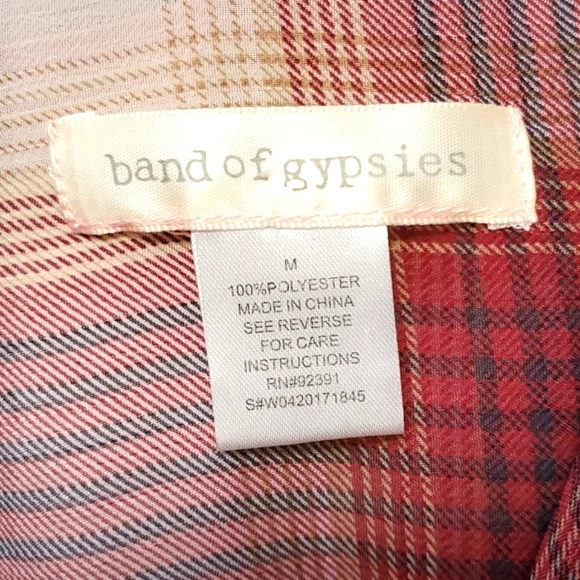 Band of Gypsies Plaid Button Down Shirt - Red and Cream - Picture 7 of 9